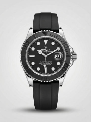 Rolex Yacht-Master Style Watch – Black Rotating Bezel Rubber Strap